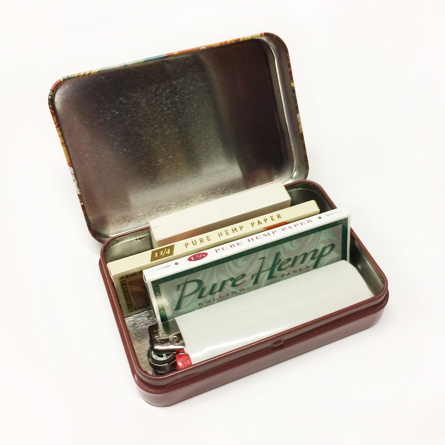 Pure Hemp Art Tin Open Showing Contents