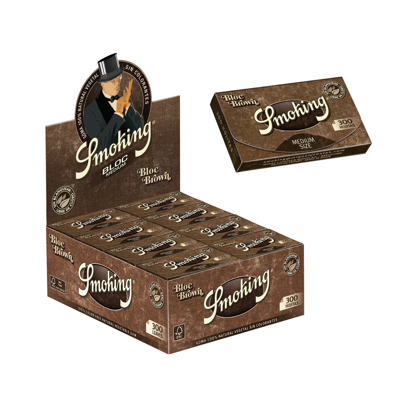 Smoking Brown 1 1/4 Medium Size 300 Flat Pack