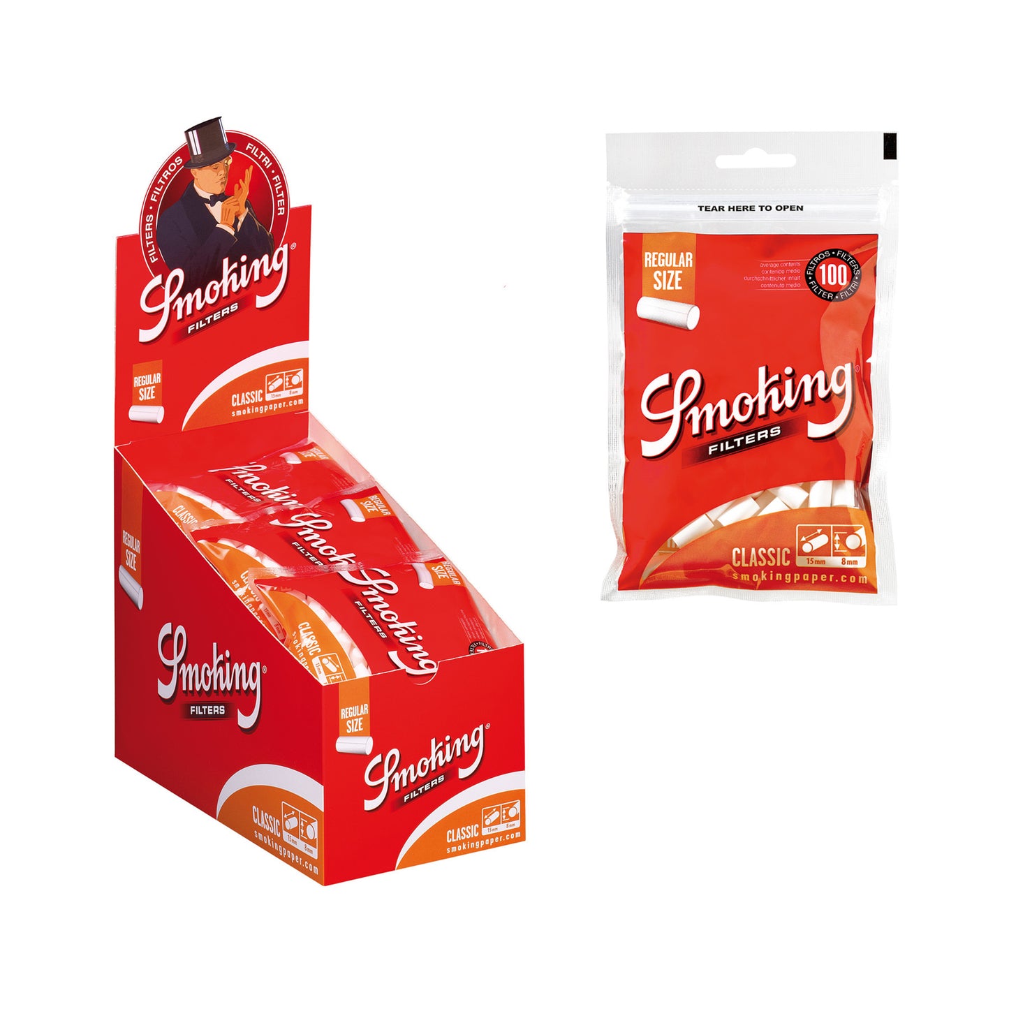 Smoking Classic Regular Size Filters Box & Bag