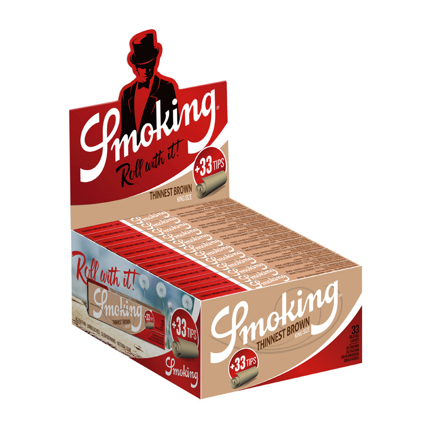 Smoking Thinnest Unbleached King Size With Tips Box