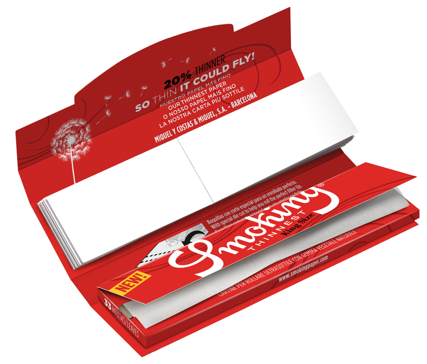 Smoking Thinnest King Size With Tips Booklet Open