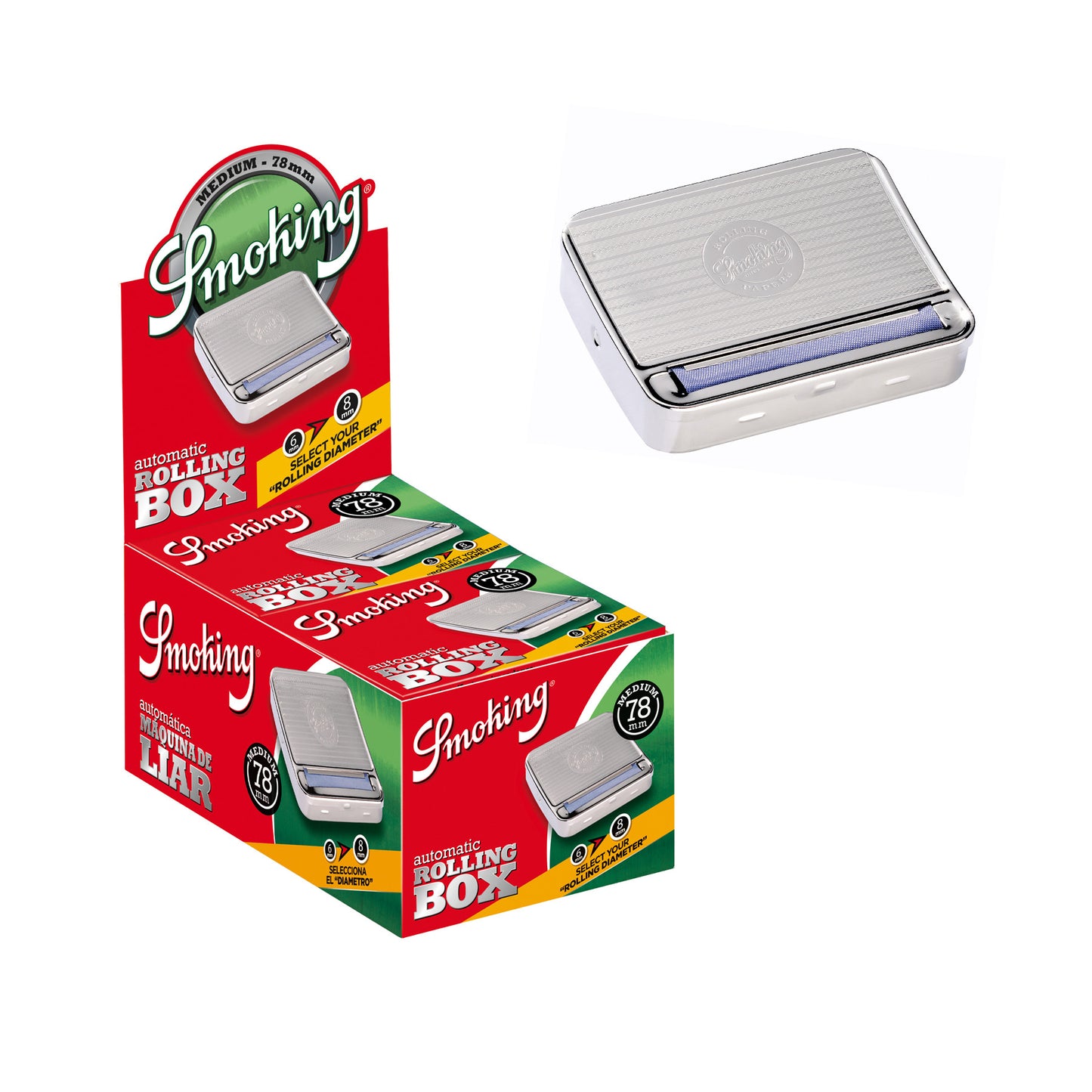 Smoking 78mm Metal Rolling Box 1 1/4 Medium Size