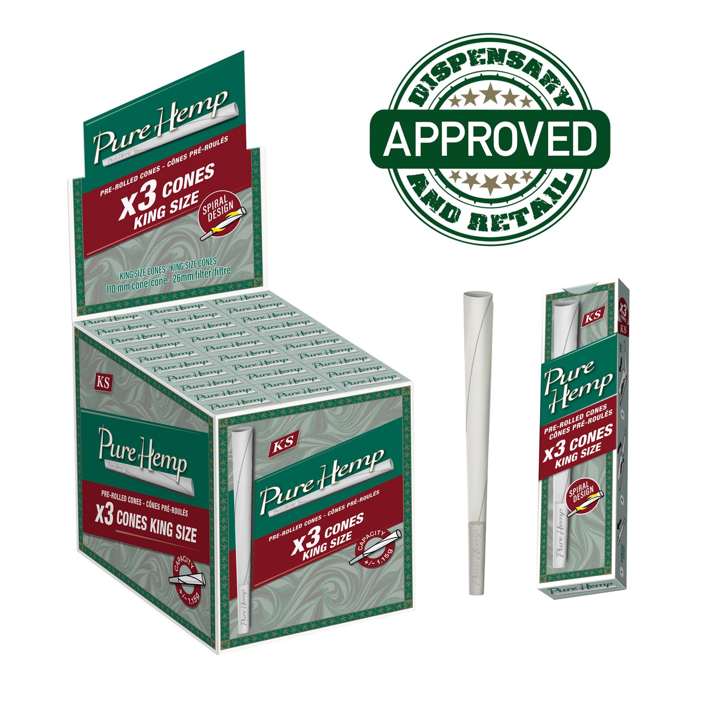 PURE HEMP Classic King Size Cones Consumer 3 Packs
