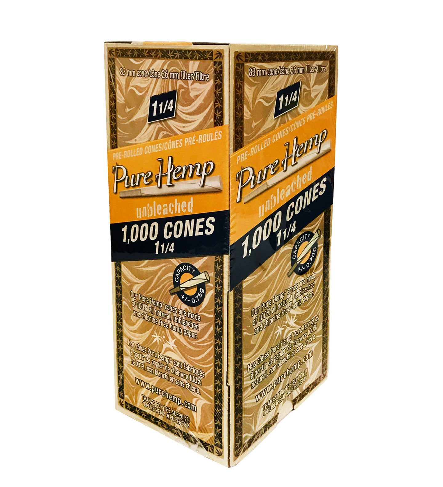 Pure Hemp Unbleached 1 1/4 Size Pre-Roll Cones