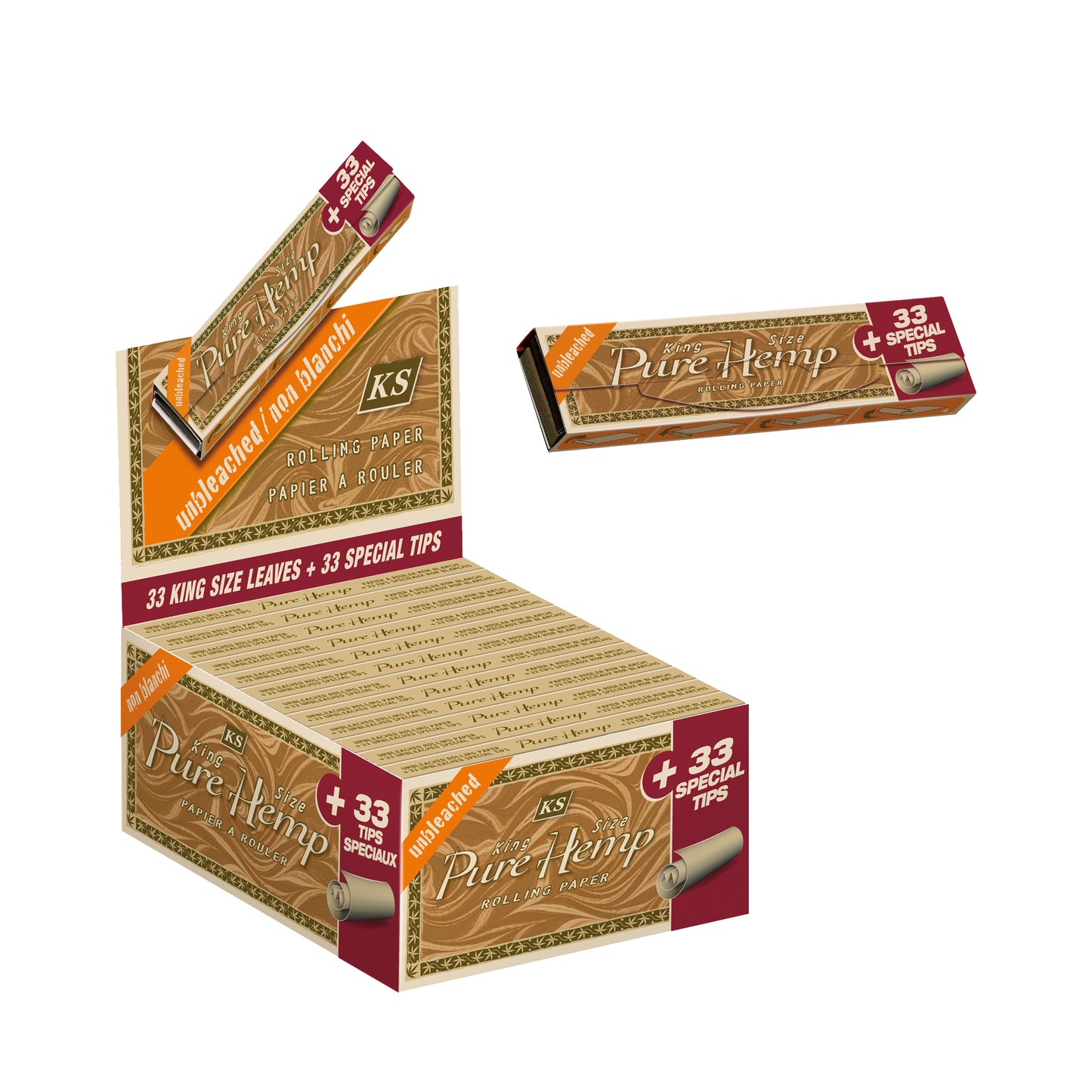 Pure Hemp Unbleached King Size With Tips