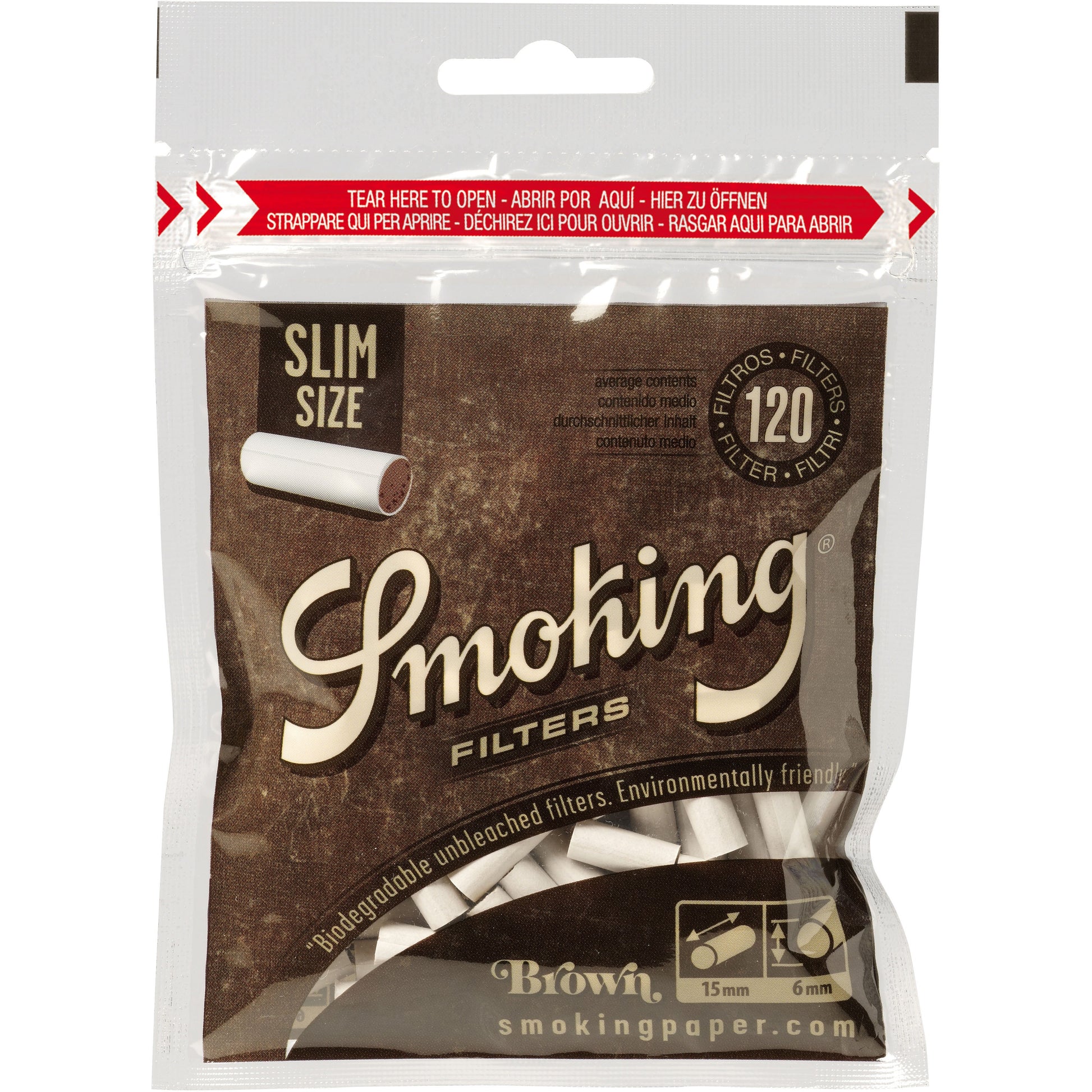 Smoking Brown Slim  Size Filters  Bag