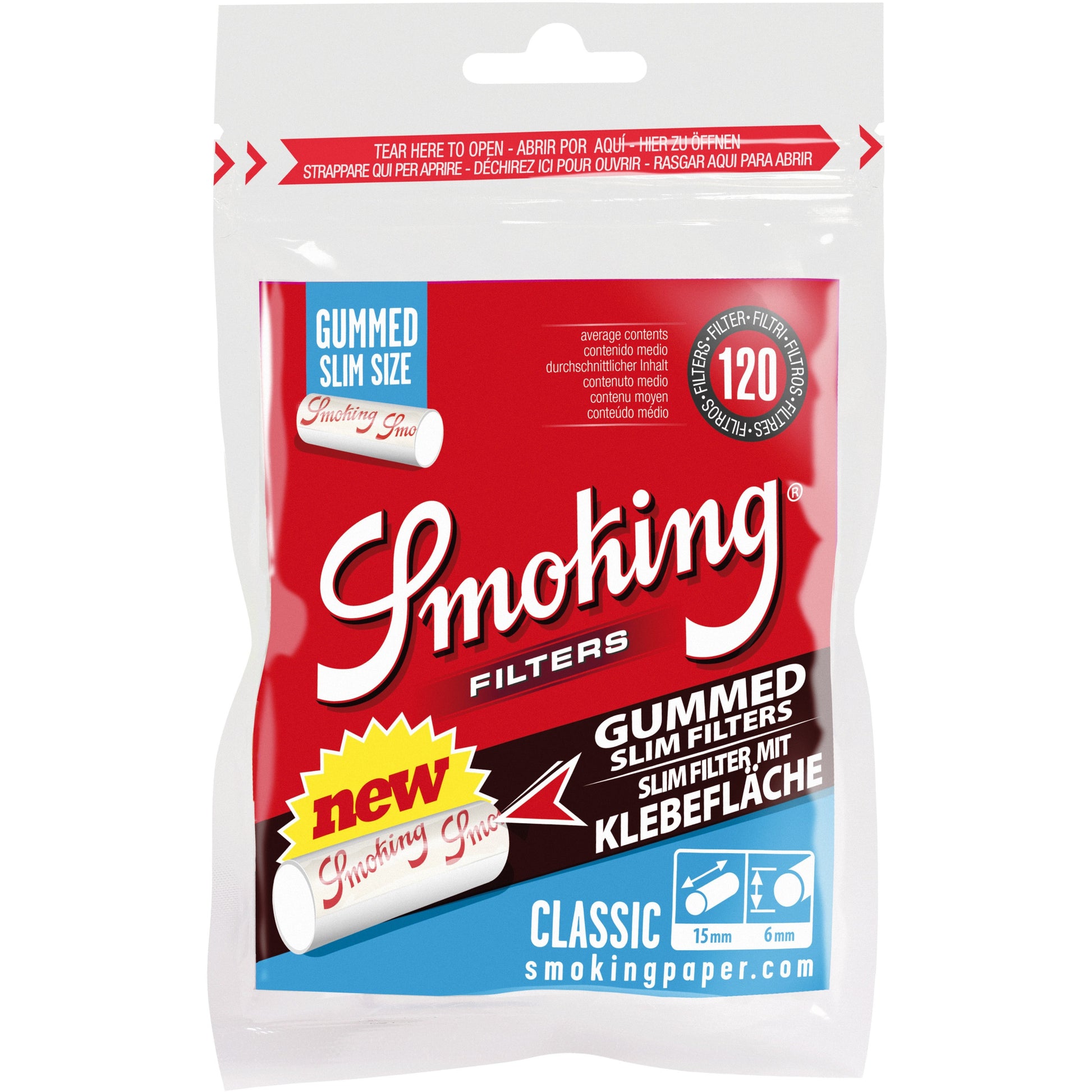 Smoking Classic Gummed Slim Size Long Filters Bag