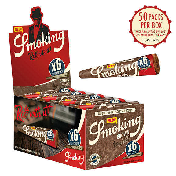 Smoking Brown Medium 1 1/4 Size Unbleached Pre-Roll Cones By Miquel Y Costas