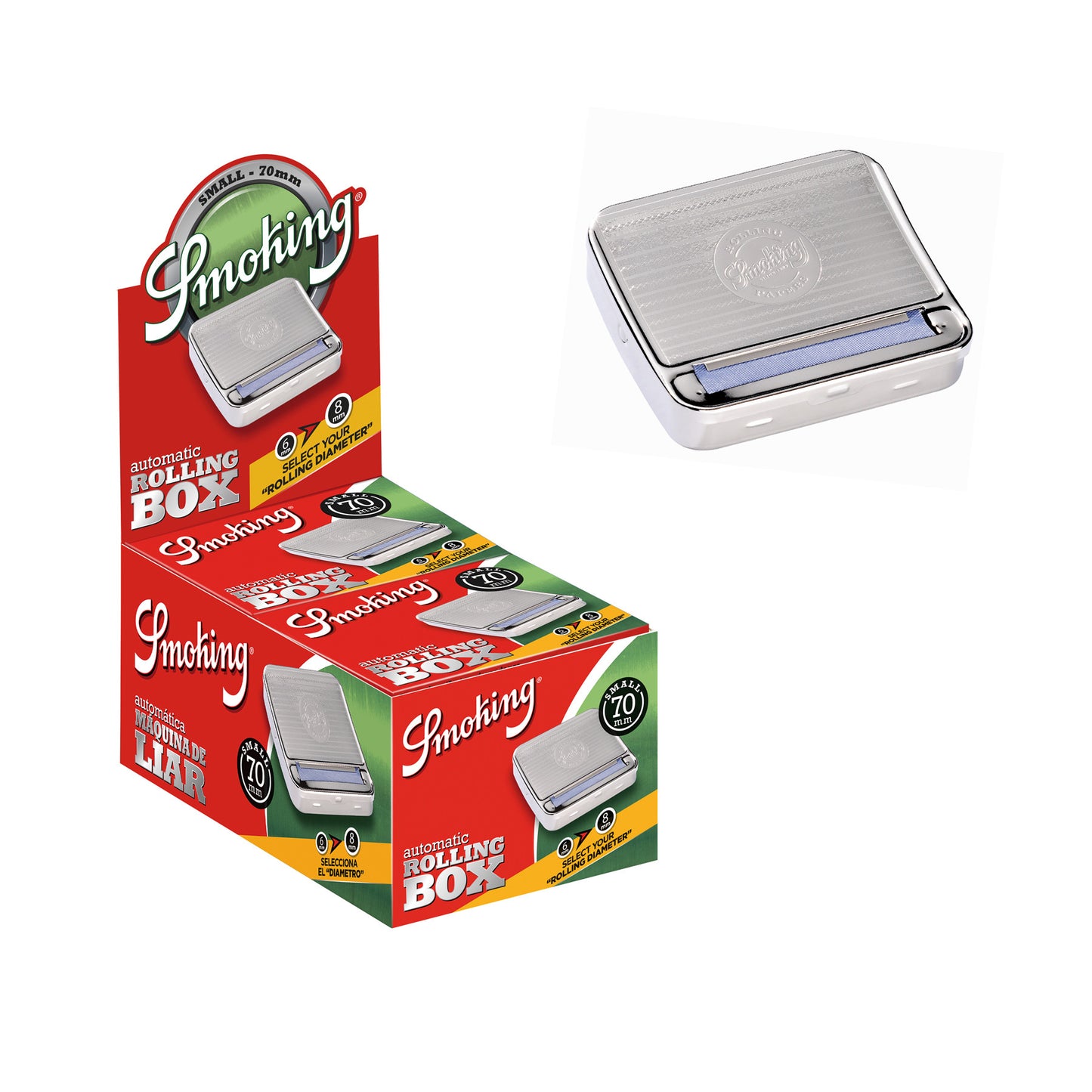 Smoking Metal Rolling Box Single Wide 70mm Size