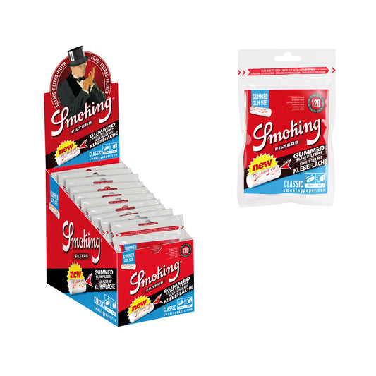 Smoking Classic Gummed Slim Size Long Filters Box & Bag