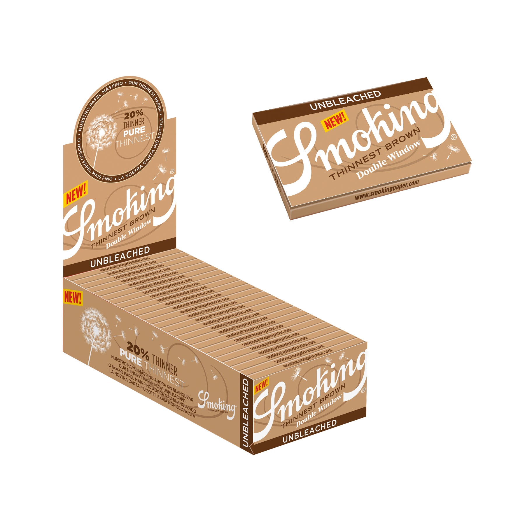 Smoking Thinnest Brown Single Wide Double Booklet & Box